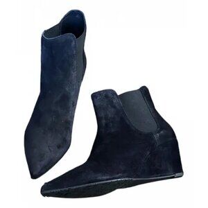 NEW PEDRO GARCIA OLIE BLACK SUEDE WEDGE ANKLE BOOTIE sz 40 BOOTS ( 8 )